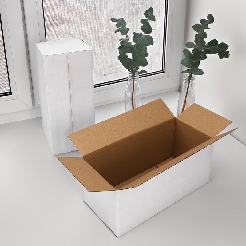 Hoikwo 9x4x4 Shipping Boxes Set of 25, White Corrugated Cardboard Box for Small Business for Packaging Mailing - Image 5